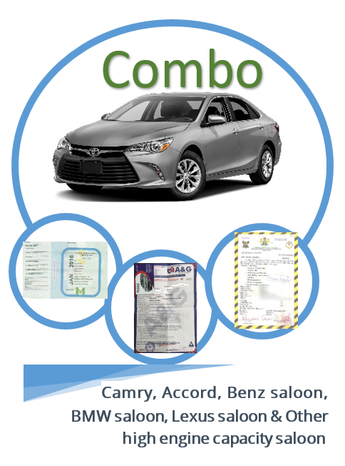 Camry, Accord... (Vehicle License + Insurance + Road worthiness + Proof of Ownership)